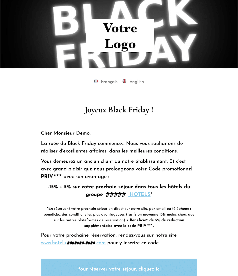 campagne black friday hotel experience